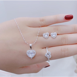 Bộ trang sức bạc mặt trái tim chất liệu bạc s925 MS188b
