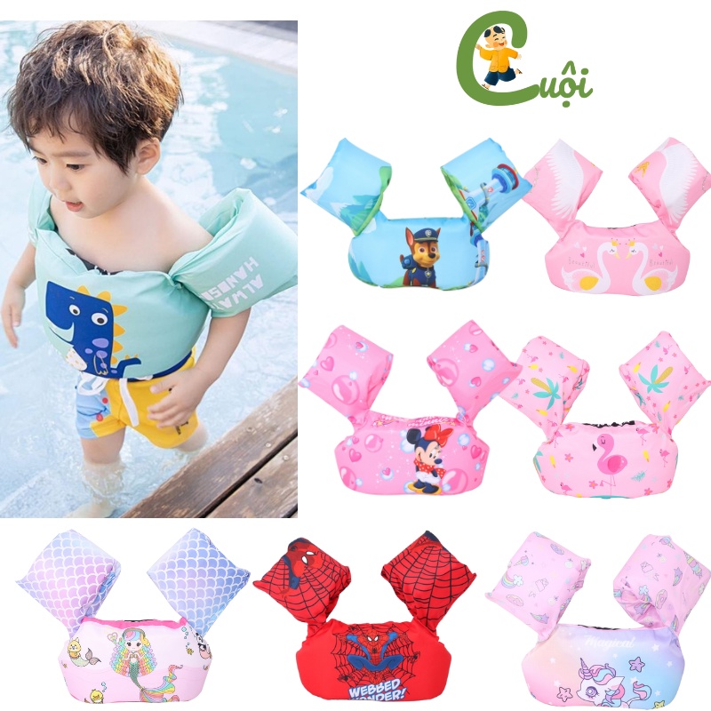 Phao bơi liền thân, phao tay đỡ ngực cho bé trai bé gái từ 14kg đến 25kg chất liệu cao cấp mềm mại Cuội Store