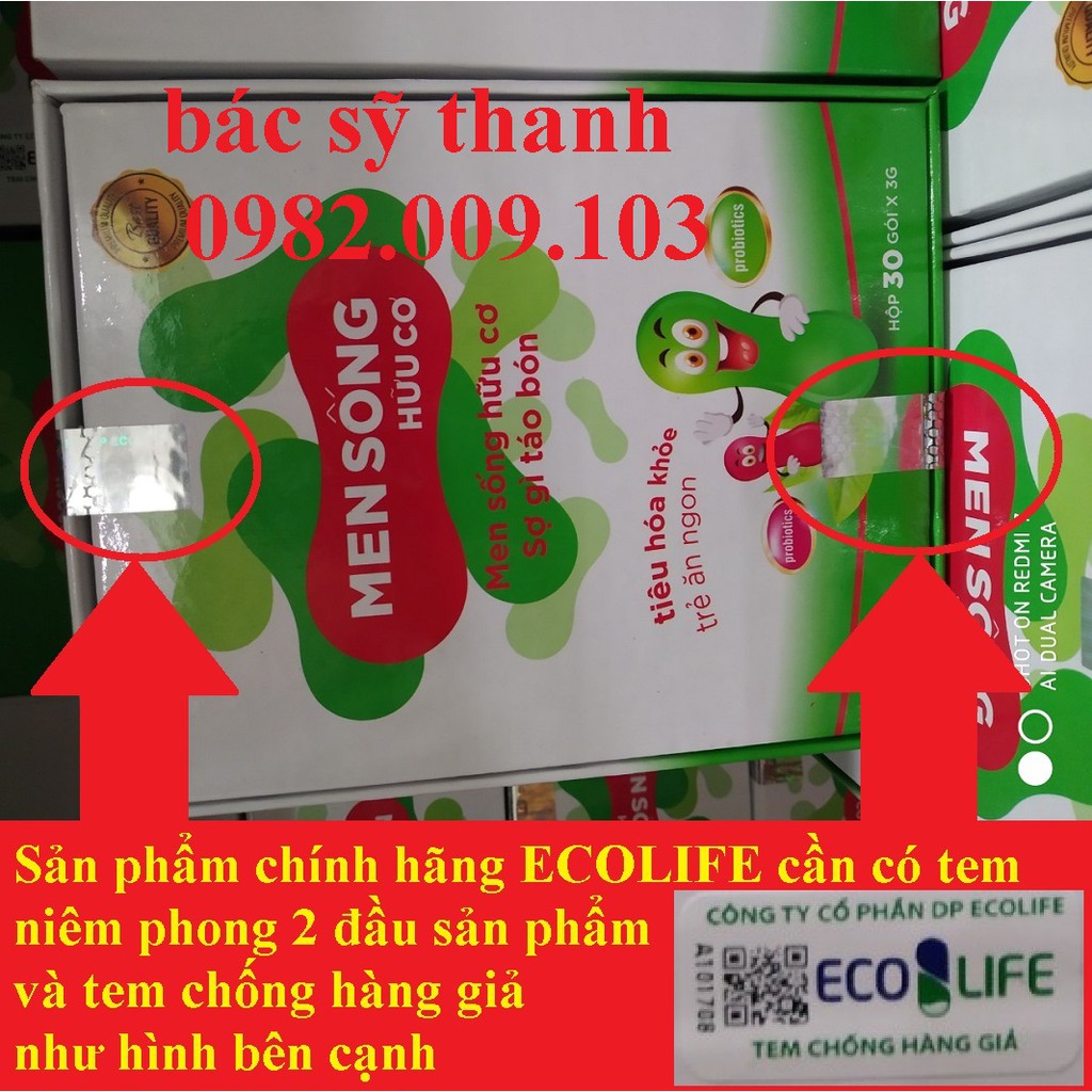 Men sống hữu cơ + sữa non pháp Ecolife hộp 30 gói date 2025