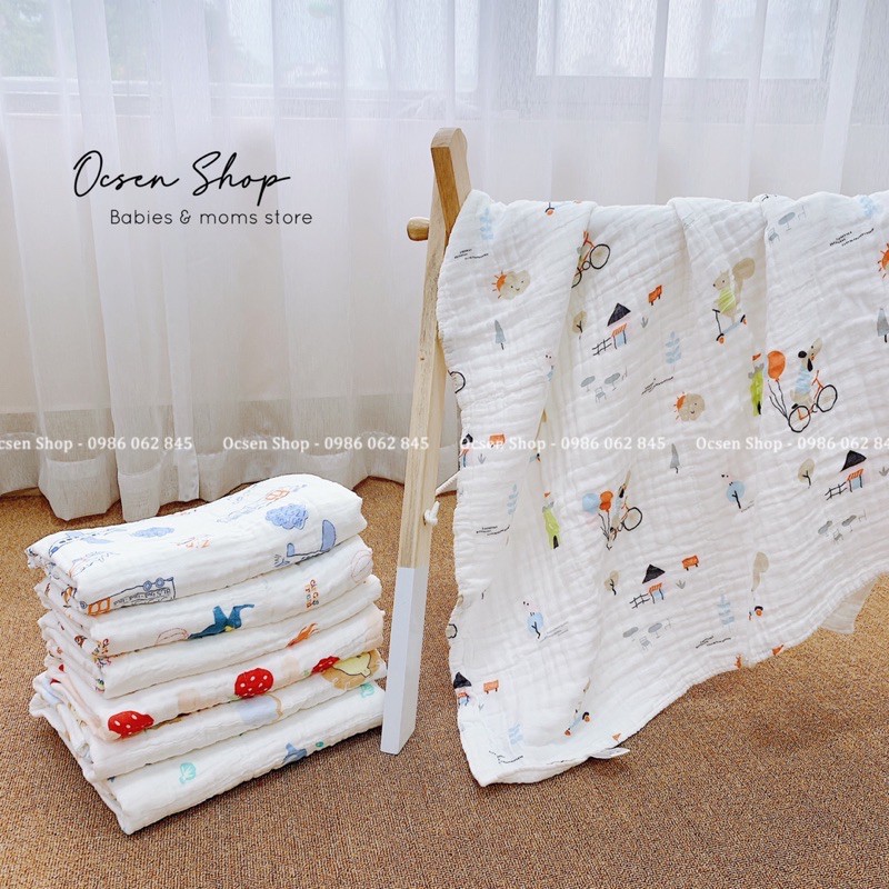 [85x85cm] Khăn tắm/ khăn lau vải xô cotton 6 lớp mềm mại, thấm hút, an toàn dành cho bé