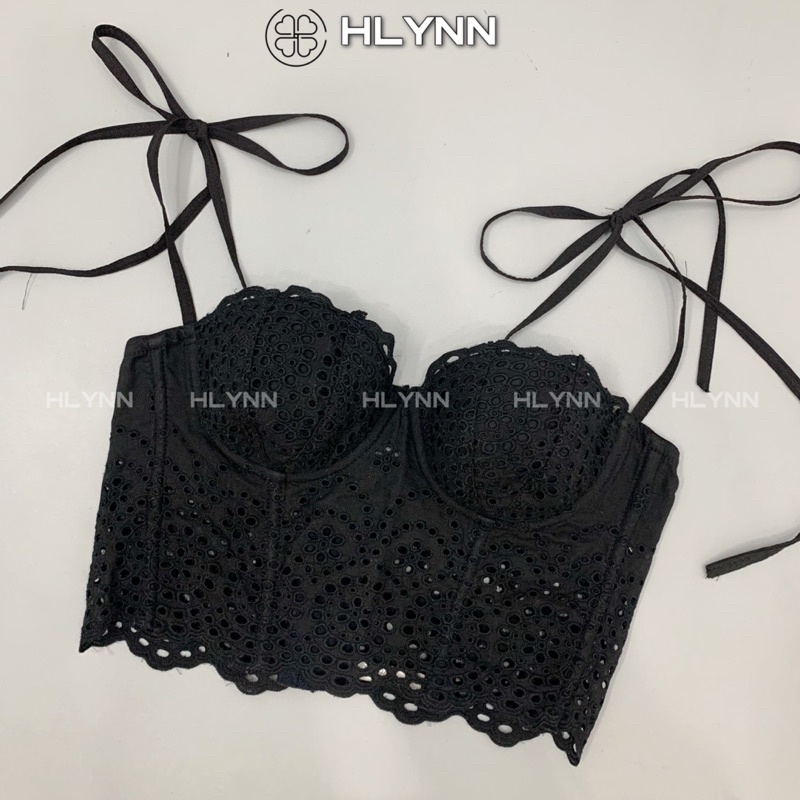 Áo corset vải thô thêu hoa có gọng mút mỏng m189