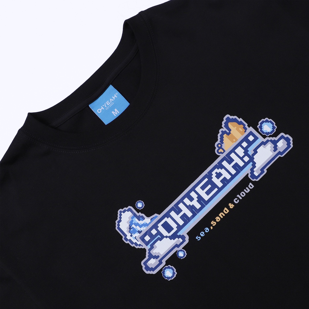 Áo thun tay lỡ OHYEAH phông Unisex nam nữ Premium Cotton oversize form rộng SUMMER VIBES - Đen