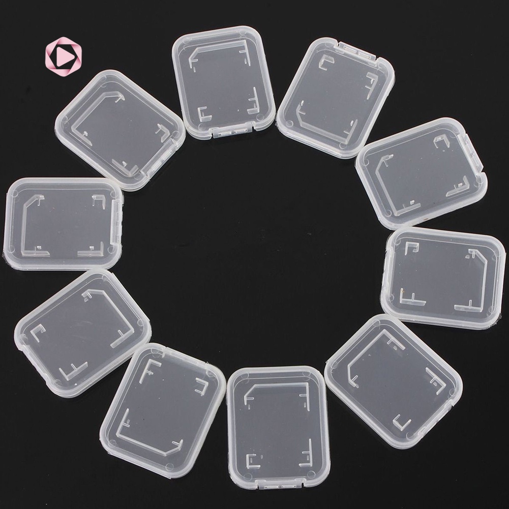 Set 10 Hộp Đựng Thẻ Nhớ Sdhc Trong Suốt Giá Đỡ