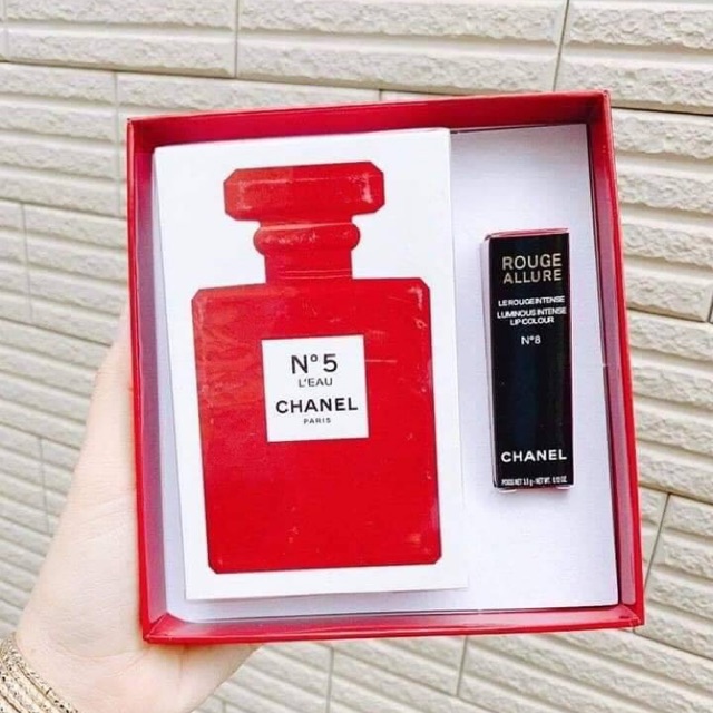 Set Nước hoa No5 Red+ Son Môi