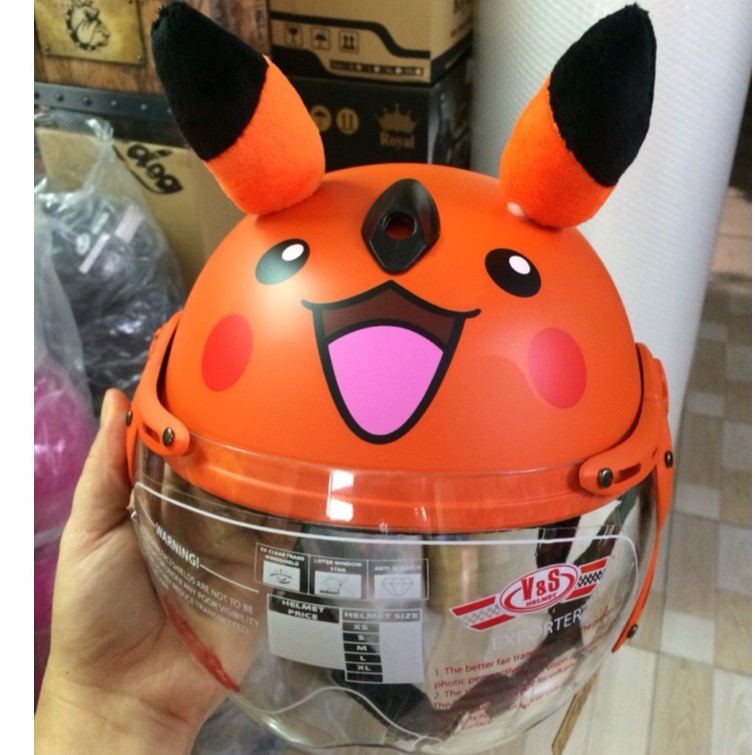 Mũ bảo hiểm trẻ em có kính Pikachu