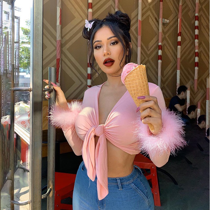 Áo Croptop dài tay  Free ship  phong cách Latin
