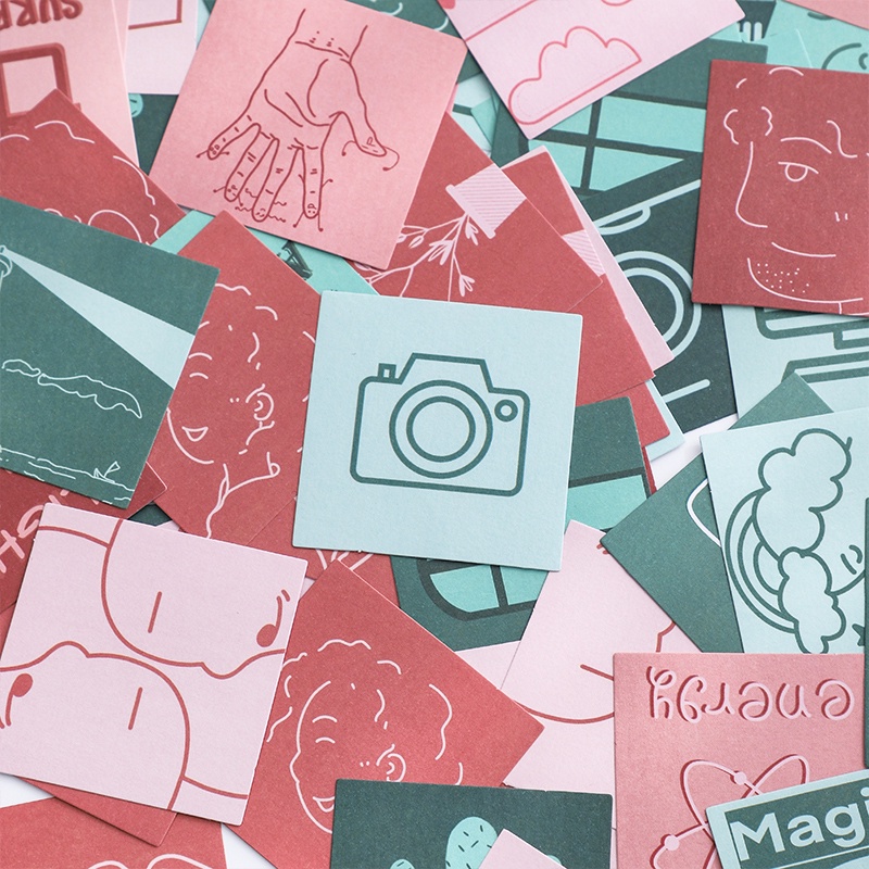 Set 40 tờ nhãn dán giấy trang trí sổ tay album ảnh