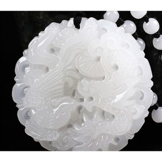 Dây chuyền Rồng Phượng mặt đá trắng tự nhiên