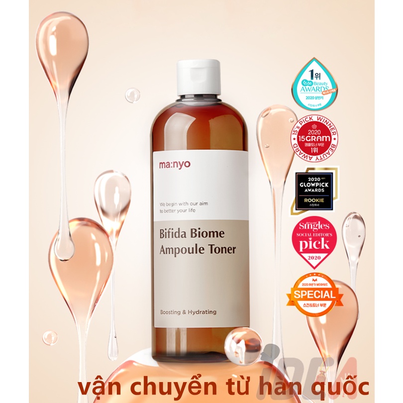 Nước hoa hồng Manyo Bifida Biome tiện lợi 400ml Manyo Factory Bifida Biome Ampoule Toner