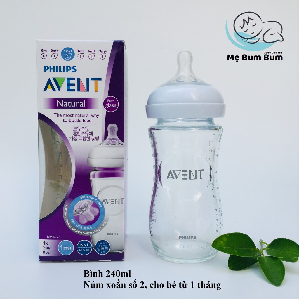 Bình Sữa Thủy Tinh Avent Natural 120-240 ml [Sản xuất tại Pháp]