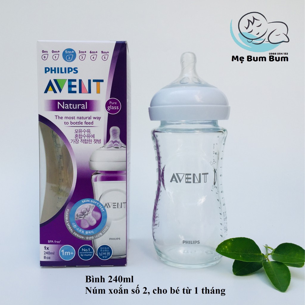 Bình Sữa Thủy Tinh Avent Natural 120-240 ml