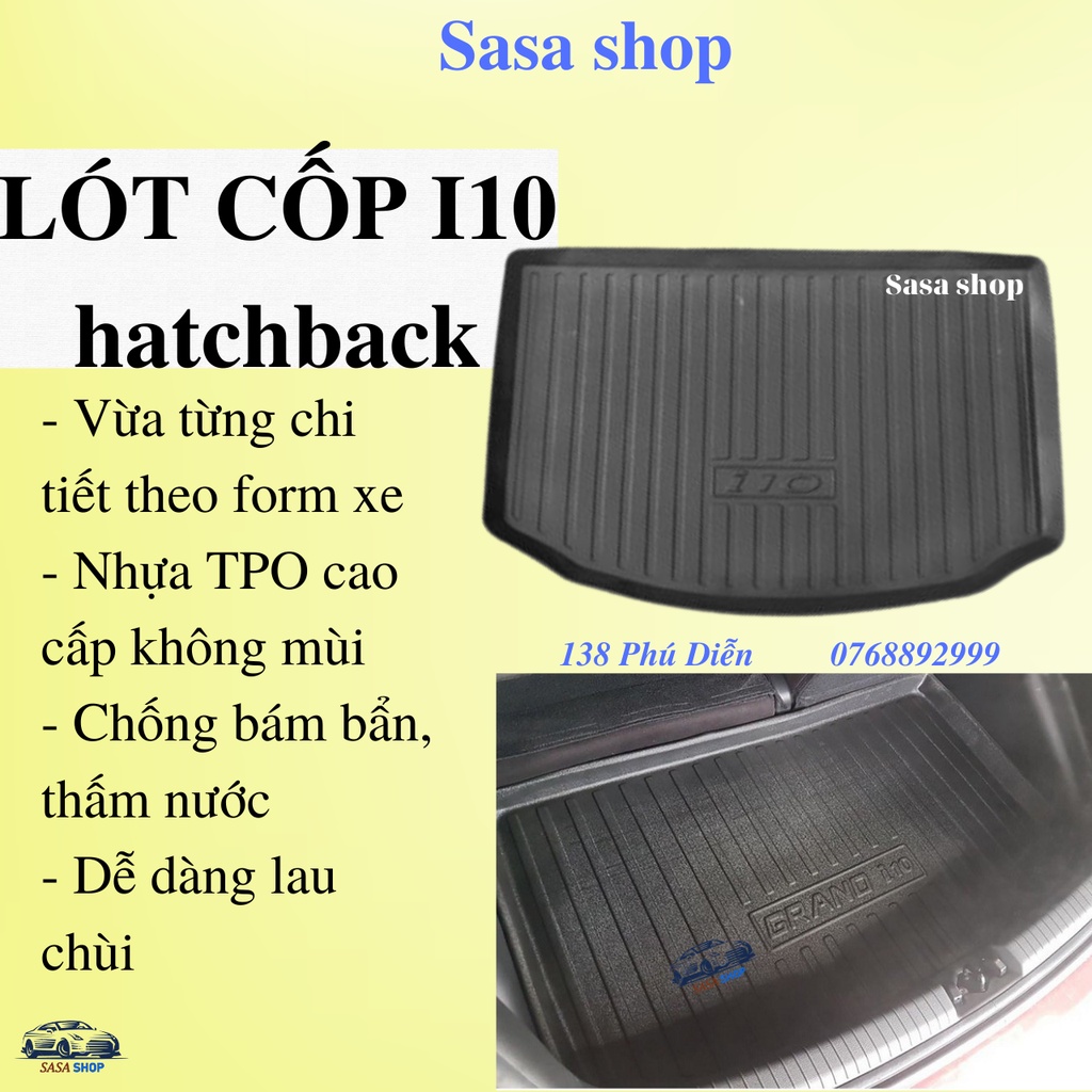 Lót cốp Hyundai I10 hatchback 2004-2022 - nhựa TPO cao cấp, chính hãng