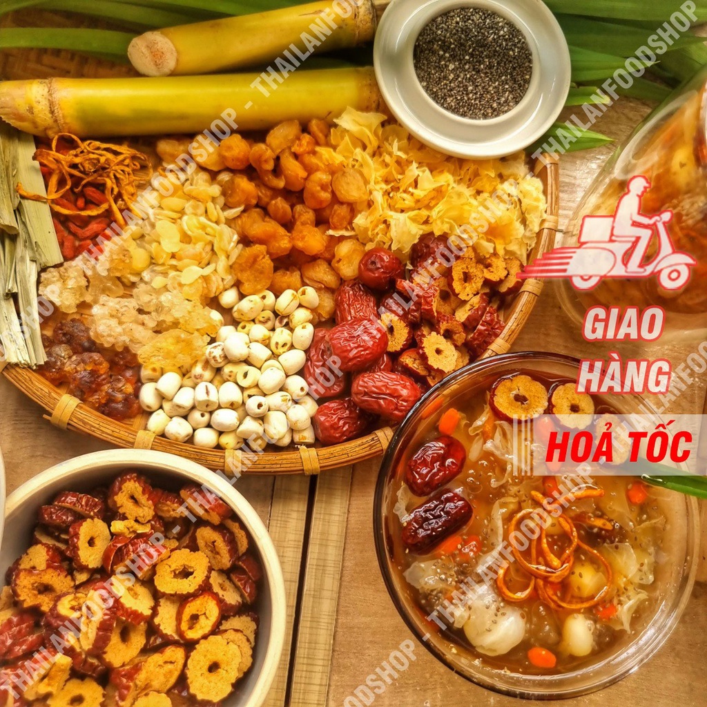 Chè Dưỡng Nhan 12 Vị Đầy Đủ Nguyên Liệu Nấu 25 - 30 Chén - Set Tự Nấu