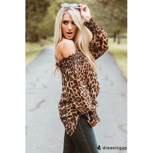 Áo Nữ Tay Dài In Họa Tiết Da Báo Thời Trang