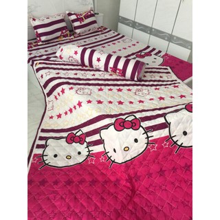 Bộ Drap giường cotton poly cao cấp Kitty đáng yêu (chọn mẫu)