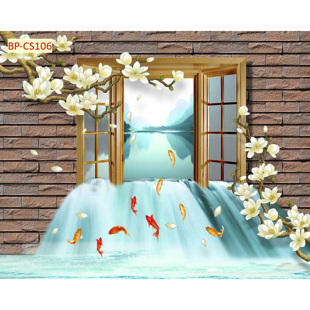 Tranh dán tường 3D khung cửa sổ sang trọng, lịch sự