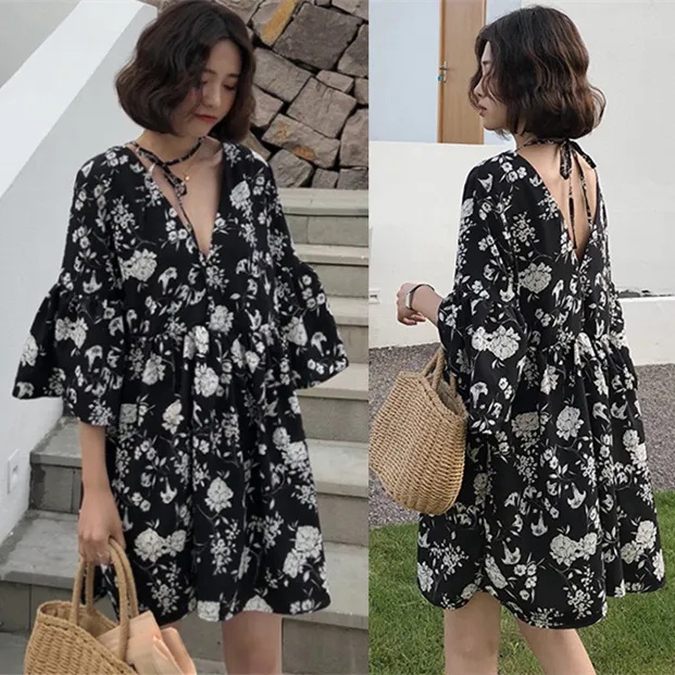 Đầm Hoa Cổ Chữ V Plus Size Dành Cho Nữ C9410 [50-100KG]