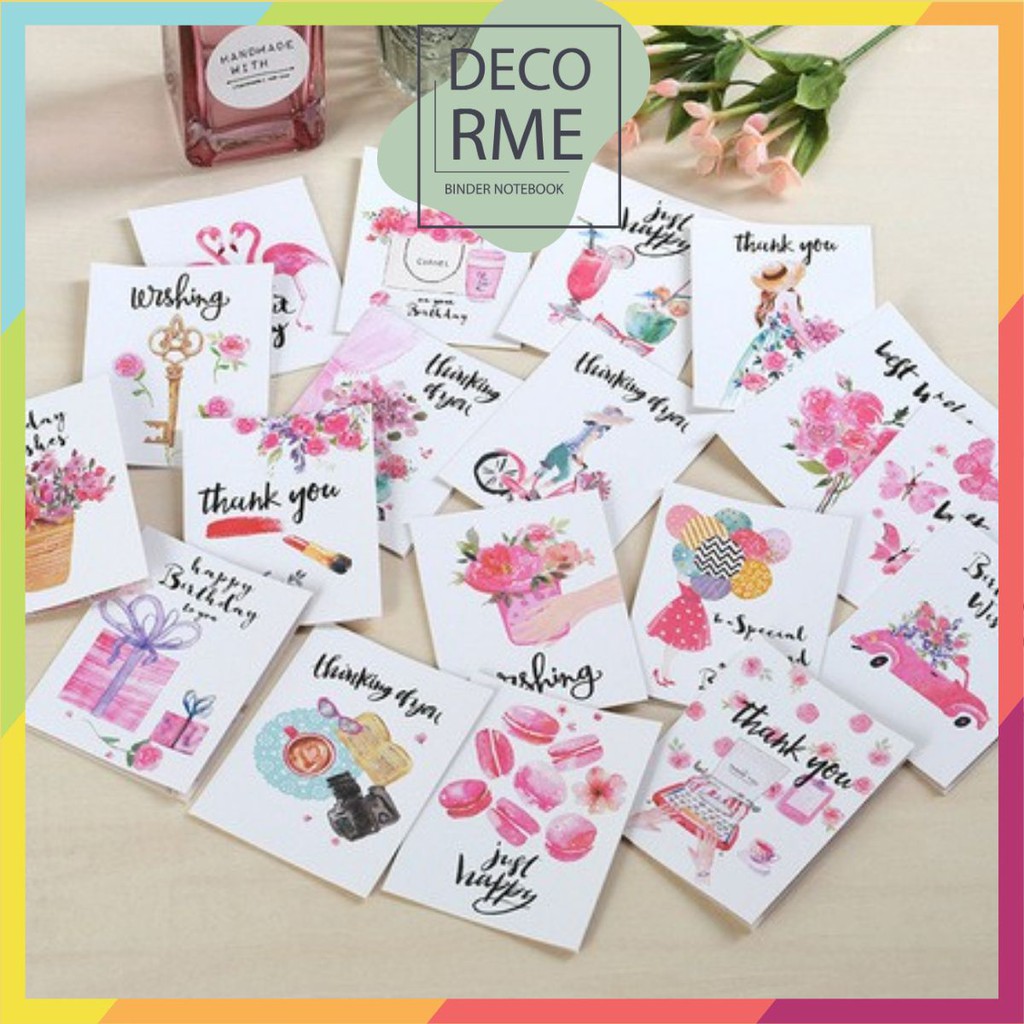 Thiệp hoa nhũ nhỏ 1726 phụ kiện quà tặng Decorme