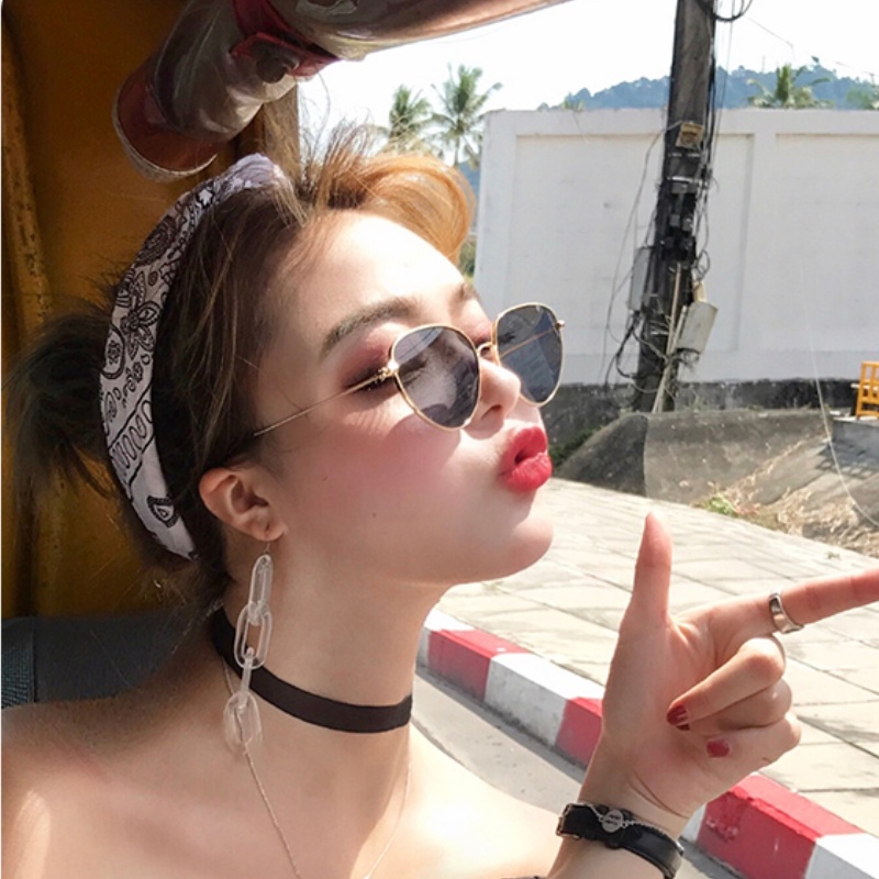 (HENGHA) Kính Mát Mắt Mèo Gọng Kim Loại Màu Kẹo Thời Trang Hip Hop Phương Tây INS