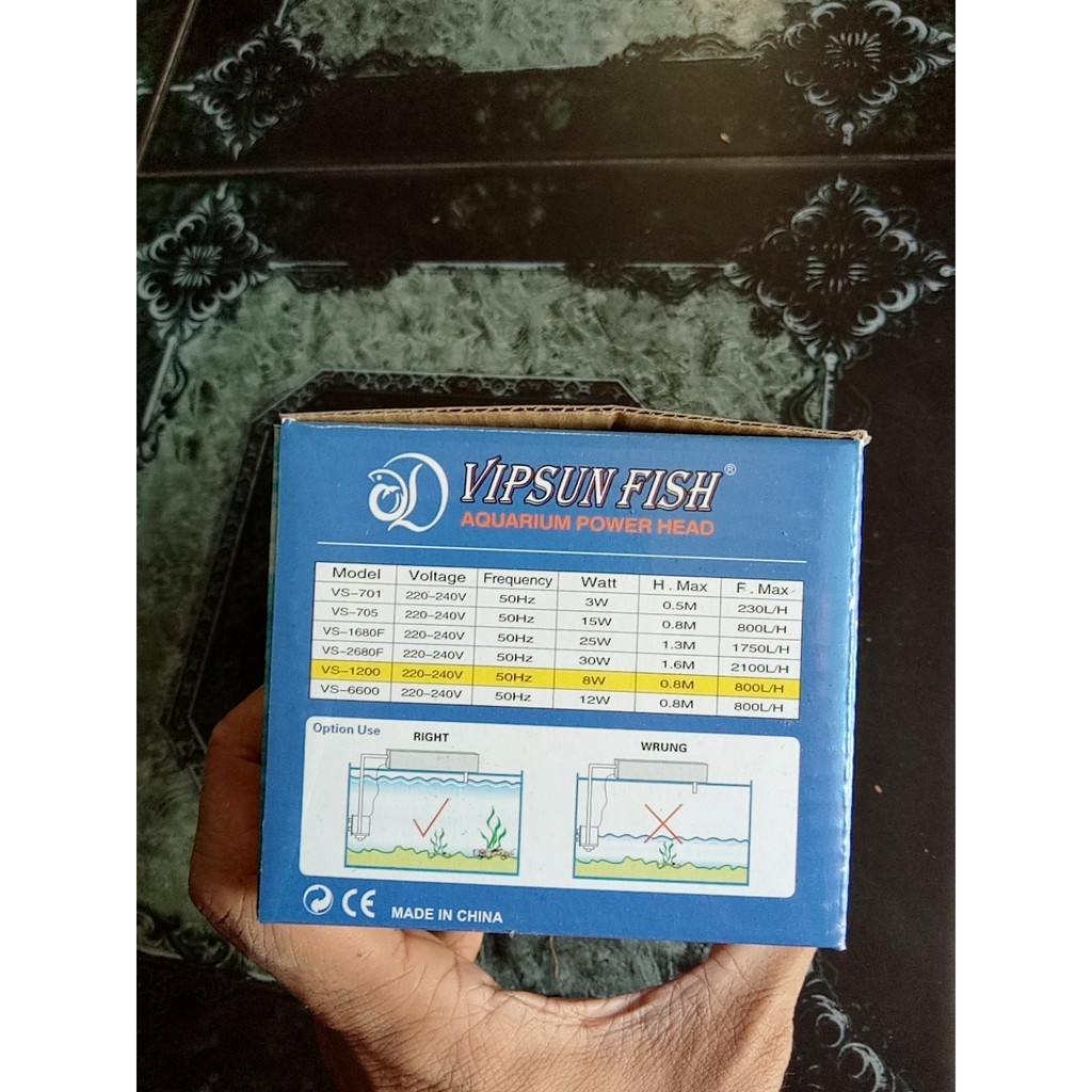 MÁY BƠM LỌC HỒ CÁ NON BỘ VIPSUN VS1200 8W 800L-H 0-8M