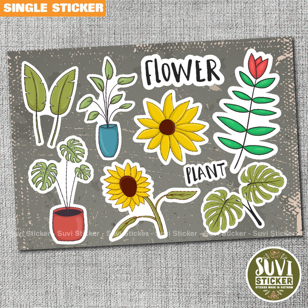 Single Sticker - Hình dán Plant chống nước sticker dán laptop, điện thoại, đàn guitar, mũ bảo hiểm, vali. SG18