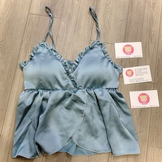 (FreeSize 40kg->57kg) Đồ Bộ Pijama Satin dây đùi.