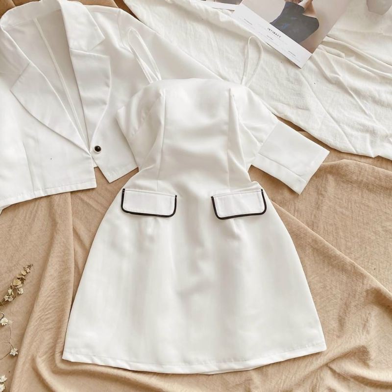 Set áo vest viền túi kèm váy | BigBuy360 - bigbuy360.vn