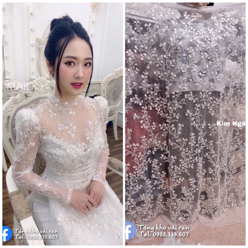 Vải ren đính hạt cao cấp (350k/dải ren)