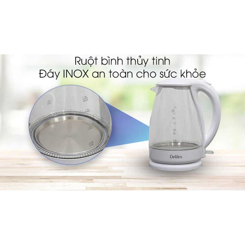 Bình siêu tốc Delites 1.8 lít ST18G02 trắng
