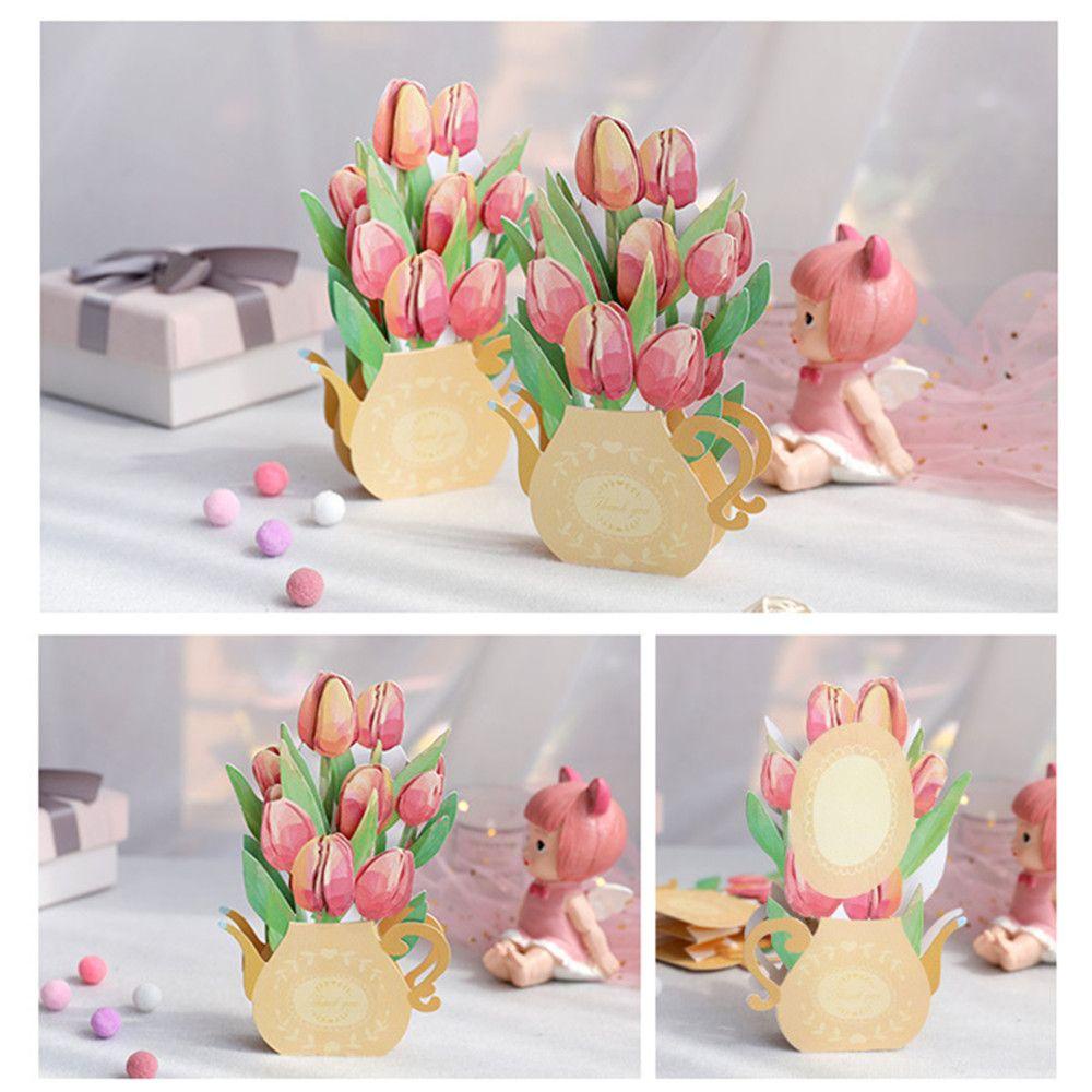 YNATURAL Thiệp Chúc Mừng Ngày Của Mẹ In Hoa Tulip 3D