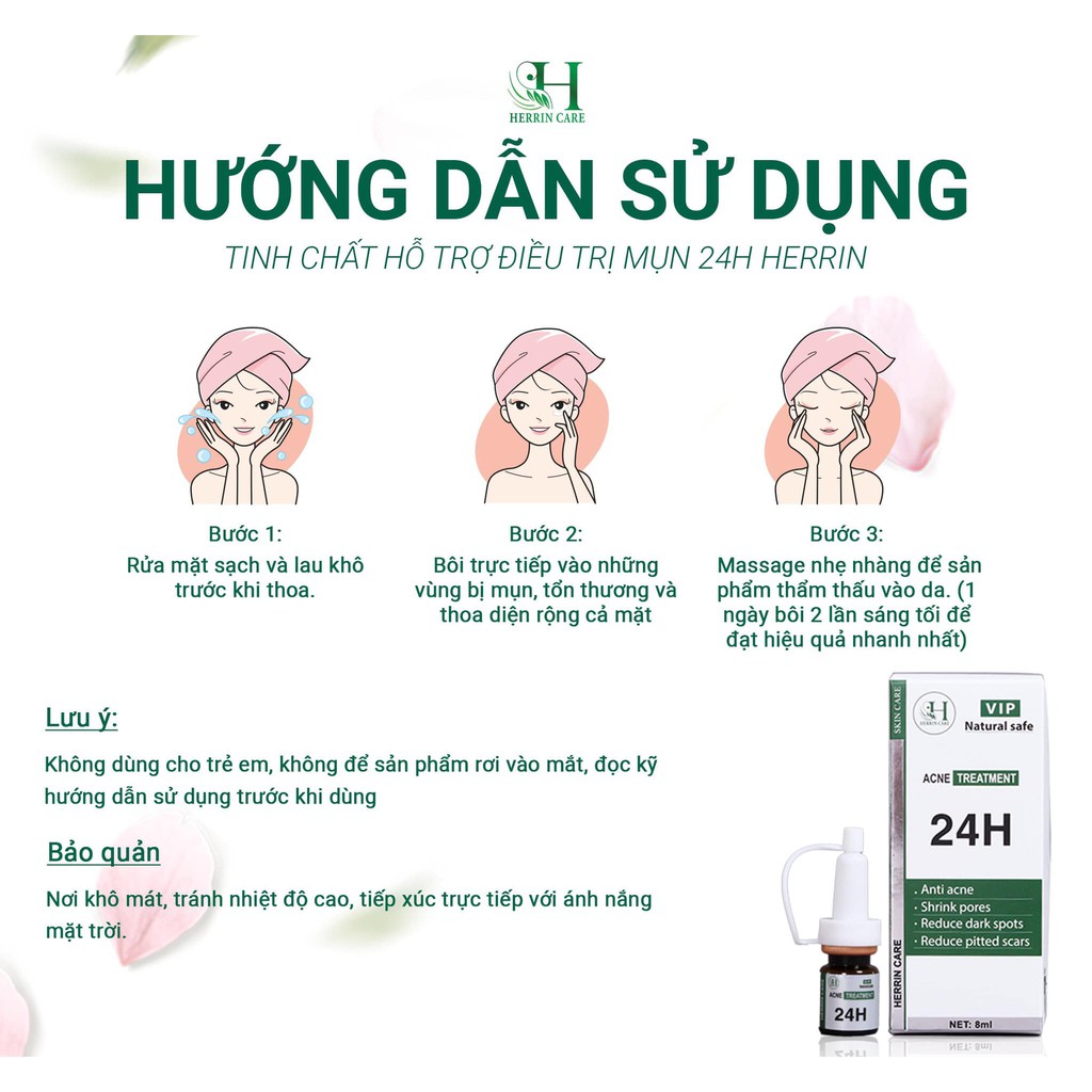 Serum mụn ẩn mụn đầu đen mụn thâm giảm mụn mờ thâm se khít lỗ chân lông 24H Herrin Care 8ml