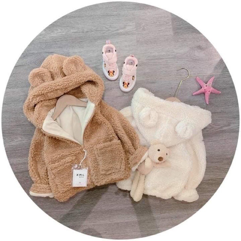 ÁO KHOÁC LÔNG TAI THỎ KÈM GẤU CHO BÉ