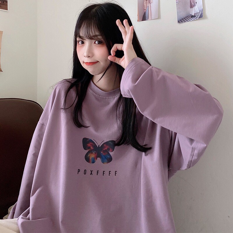 Áo thun tay dài form rộng unisex sweater POXFFF nam nữ ulzzang Wind