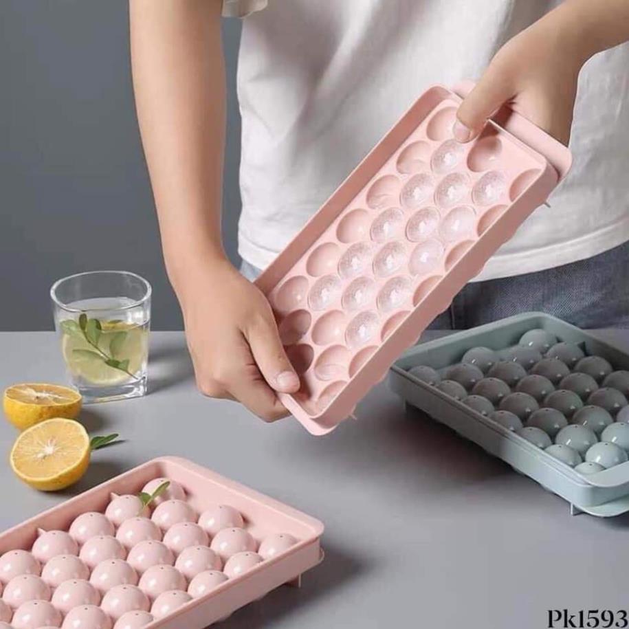 Khay nhựa dẻo làm đá bi thạch rau câu 33 viên tròn khuôn thạch rau câu