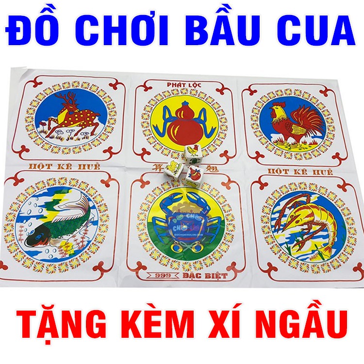 Trò chơi Bầu cua tôm cá kèm 3 xí ngầu bằng đá