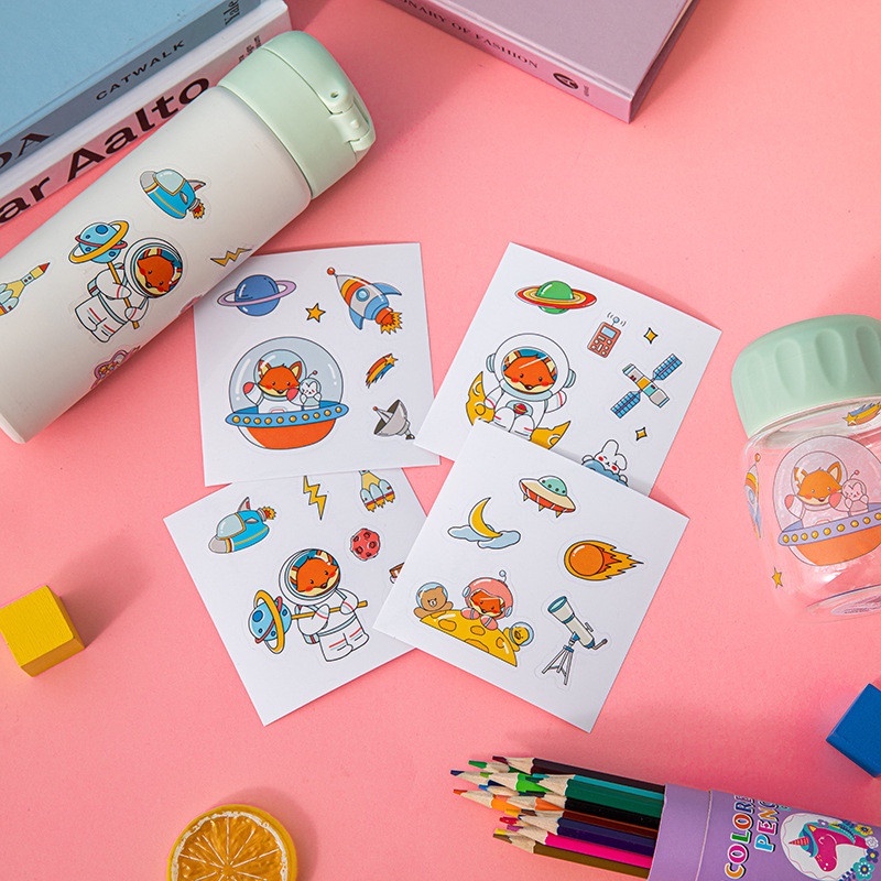 Sticker 3D có sẵn keo trang trí bình nước  / Miếng dán 2D dễ thương trang trí ốp lưng điện thoại sổ tay TingTing