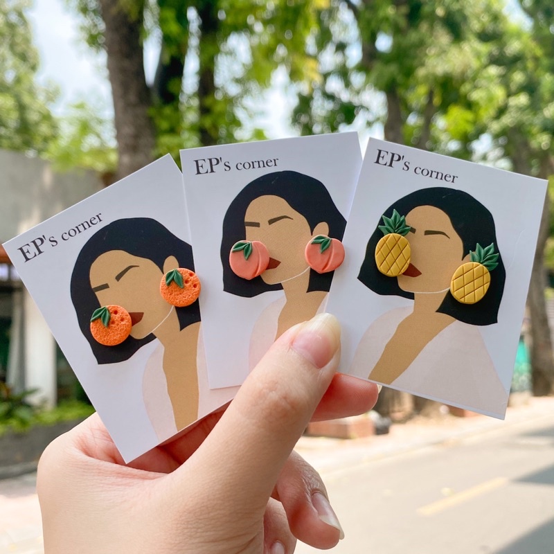 Khuyên tai nụ đất sét nung Polymer Clay