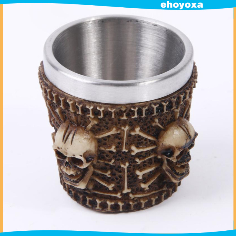 Cốc Uống Bia / Cà Phê Hình Đầu Lâu 3d Bằng Thép Không Gỉ 6cm