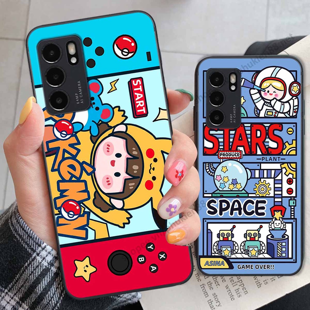 Ốp lưng Oppo Reno 6 5G / Reno 6Z 5G hình phi hành gia, roro jump, điện tử dễ thương - Giá rẻ tốt nhất