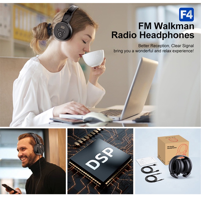 Tai Nghe zzz Radio FM Có Thể Gấp Gọn Với Màn Hình LCD