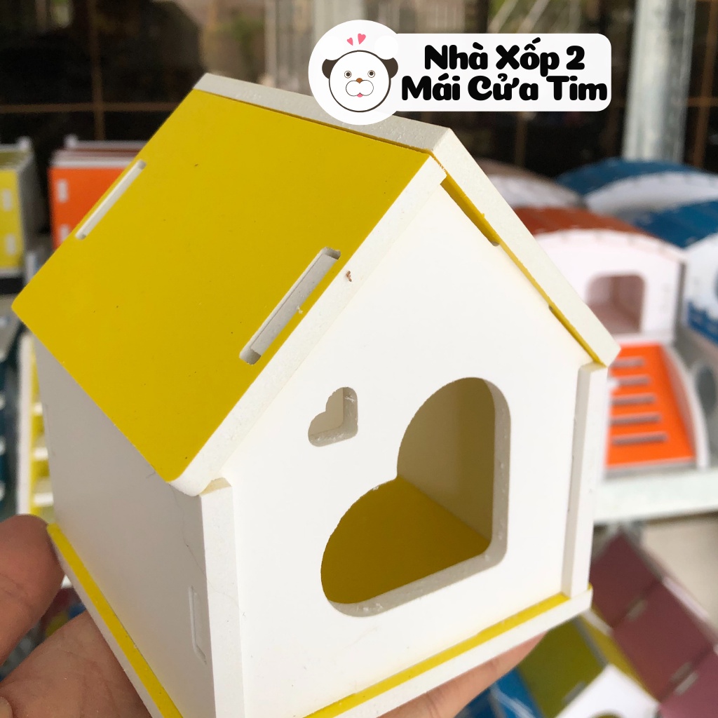 Nhà ngủ hamster. NHÀ 2 MÁI XỐP cửa tim