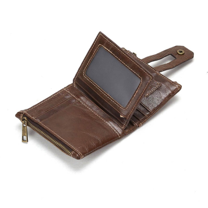 Ví Da Ngắn Gập Đôi Cỡ Lớn Có Ngăn Đựng Tiền Xu Phong Cách Vintage Cho Nam