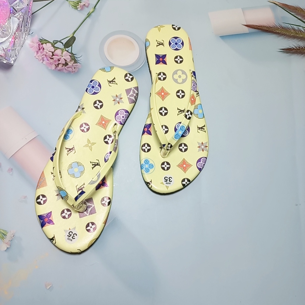 Dép kiểu nữ đế bệt quai mảnh kẹp ngón chữ lv giá rẻ 4 màu xinh xắn mã DKPLV MINHTUYETSHOES