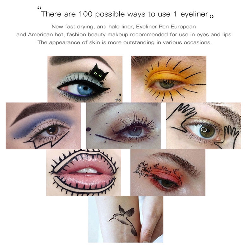 [Hàng mới về] Bút kẻ mắt dùng trang điểm khô nhanh màu đen chuyên nghiệp