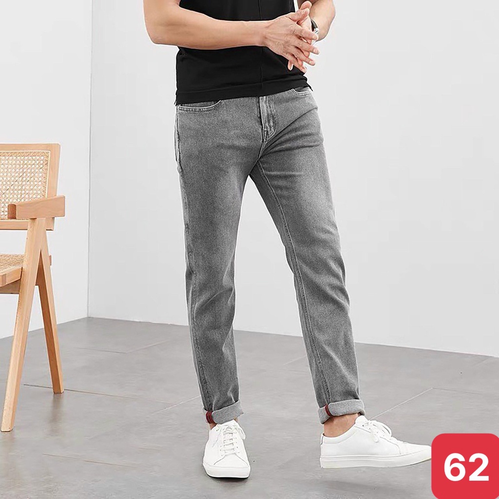 Quần jean nam màu xám nhạt trơn không rách gối chất bò cao cấp co dãn 4 chiều đẹp from dáng rin skinny ADO Q55