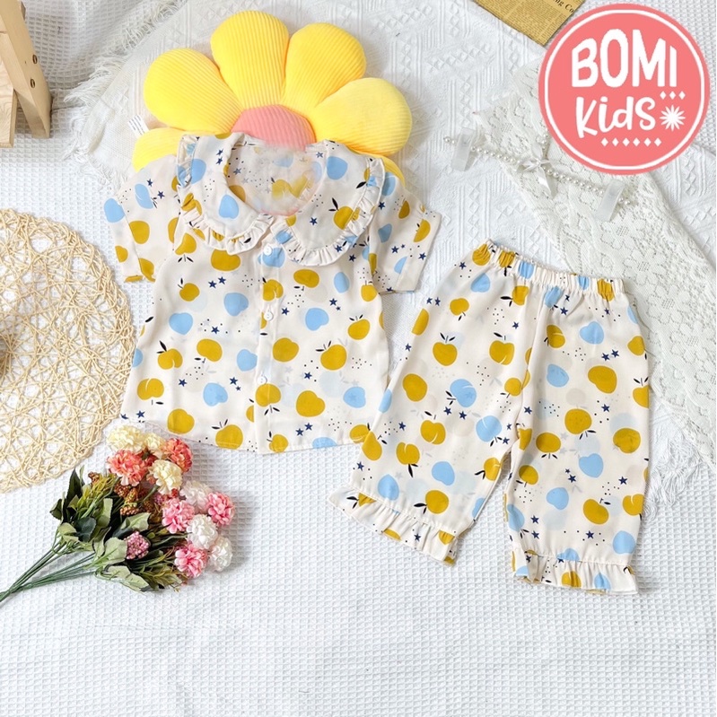 [ 10kg - 30kg ] Đồ Bộ Mặc Nhà Pijama Lụa Mango Ngố Lửng Cho Bé Gái