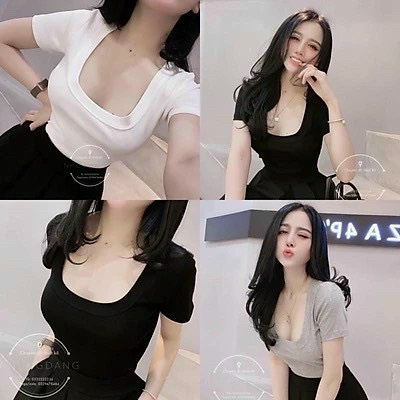 Áo kiểu croptop cổ tròn dâu trơn cực xinh , chất thun bozip dày dặn mềm mịn