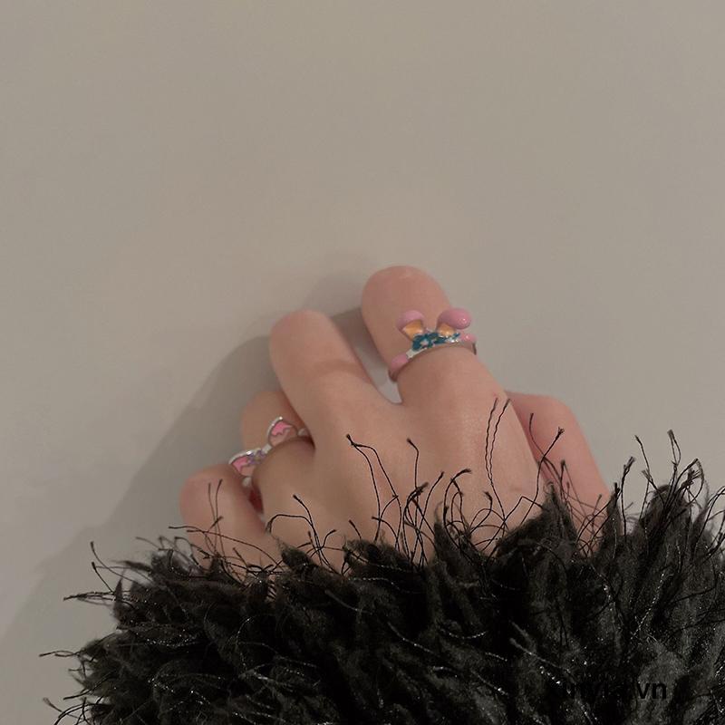 Nhẫn Hở Hình Tai Thỏ Dễ Thương Có Thể Điều Chỉnh Kích Cỡ Dành Cho Bạn Nữ