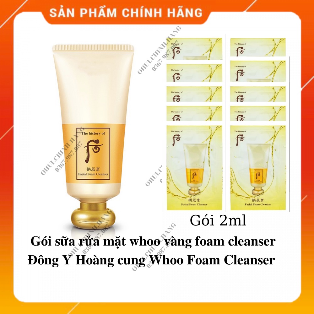 10 gói sửa rửa mặt đông y whoo vàng 2ml