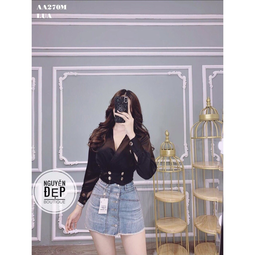 áo SƠ MI KIỂU CROPT CỔ ĐẮP CHÉO TAY DÀI 1 | BigBuy360 - bigbuy360.vn